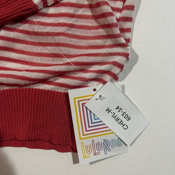 BRAND NEW - Lularoe Medium Cheryl Cardigan w/ Tags - Red & White Stripes - Picture 2 of 4